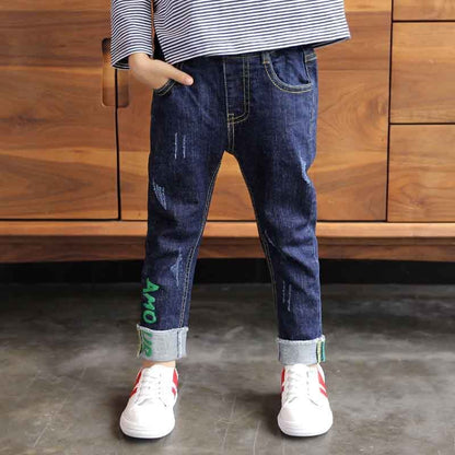 Loom & Soul Boys’ Denim Trousers – Letter Print Kids’ Jeans with Comfortable Fit and Durable FabricLoom & Soul Boys’ Denim Trousers – Letter Print Kids’ Jeans with Comfortable Fit and Durable Fabric
