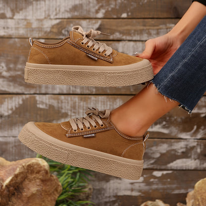 Baskets basses minimalistes à lacets pour femme – Chaussures décontractées polyvalentes