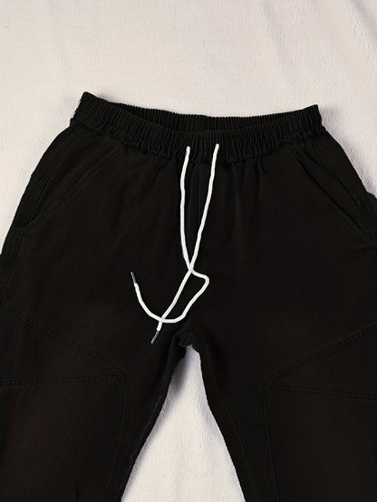 Pantalon de jogging en jean pour homme avec cordon de serrage – Jean patchwork coupe slim