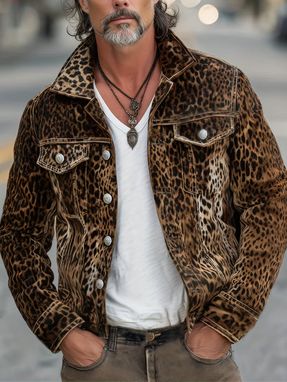 Leopard Statement Denim Jacket – Oversized Luxe Workwear