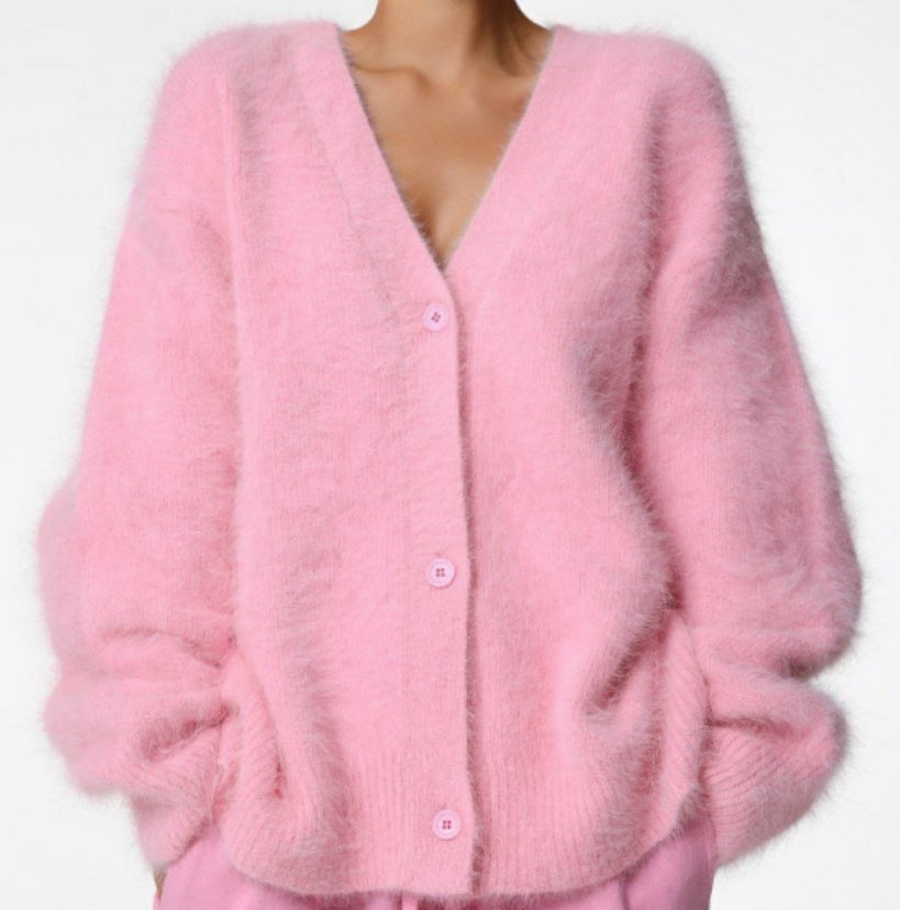 Loom & Soul™ Women’s Loose V-Neck Cardigan – Long Sleeve Knitted Button Sweater Top