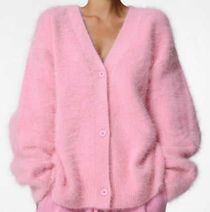 Loom & Soul™ Women’s Loose V-Neck Cardigan – Long Sleeve Knitted Button Sweater Top