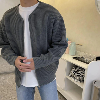 Cardigan Tricoté Zippé Homme Loom & Soul™ – Col cheminée doux avec poches pour un confort toutes saisons
