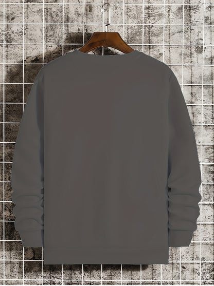 Sweat-shirt imprimé col rond pour homme – Pull tendance décontracté streetwear