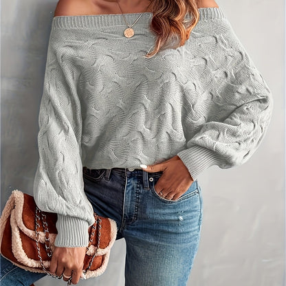 Chandail chauve-souris à épaules dénudées pour femme – Tricot ample toutes saisons