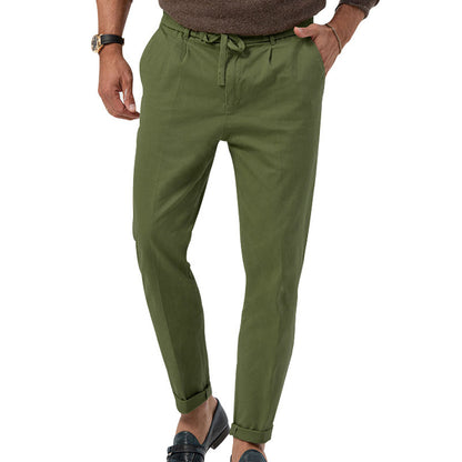 Pantalon de costume décontracté à cordon Loom & Soul™ pour homme – Coupe droite avec taille élastique et confort ajusté