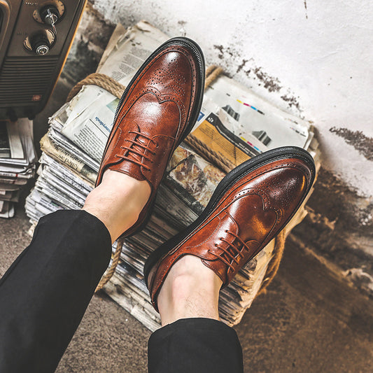 Loom & Soul™ Men’s Business Casual Shoes – Korean-Style British Dress Shoes in Premium Microfiber Leather