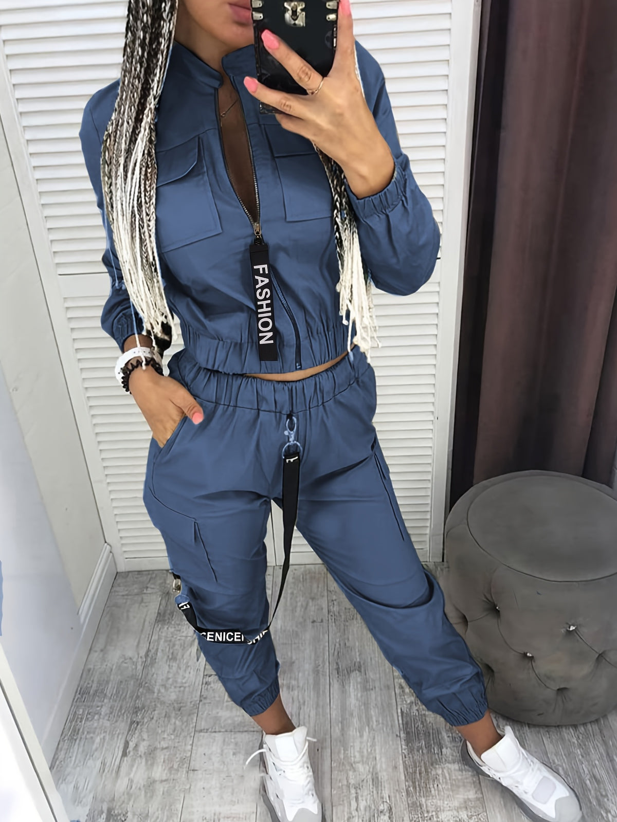 Ensemble deux pièces zippé « Directional Cargo » – Tenue décontractée urbaine pour femme