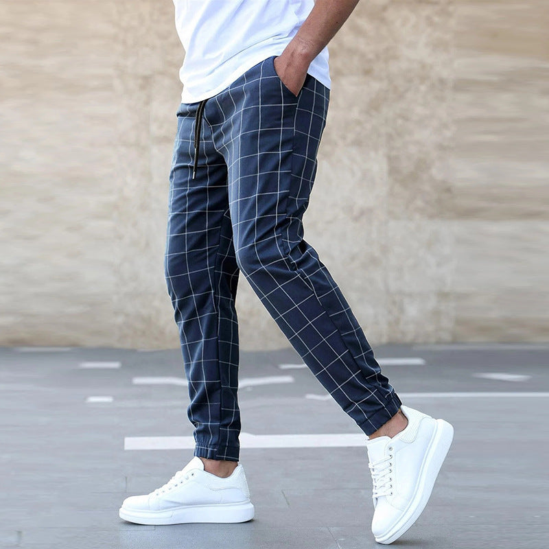Pantalon à cordon à carreaux pour homme Loom & Soul™ – Pantalon décontracté en coton à jambe droite