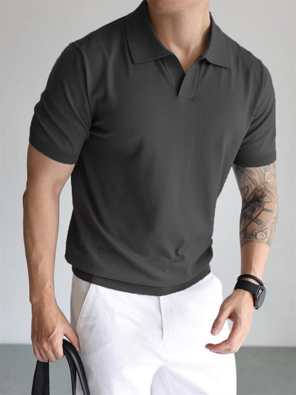 Men’s Summer Lapel T-Shirt – Lightweight Slim Fit Casual Tee