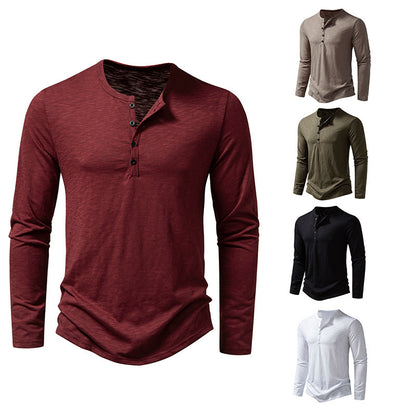 Haut à manches longues boutonné Loom & Soul™ pour homme – T-shirt uni décontracté pour le printemps et l'automne