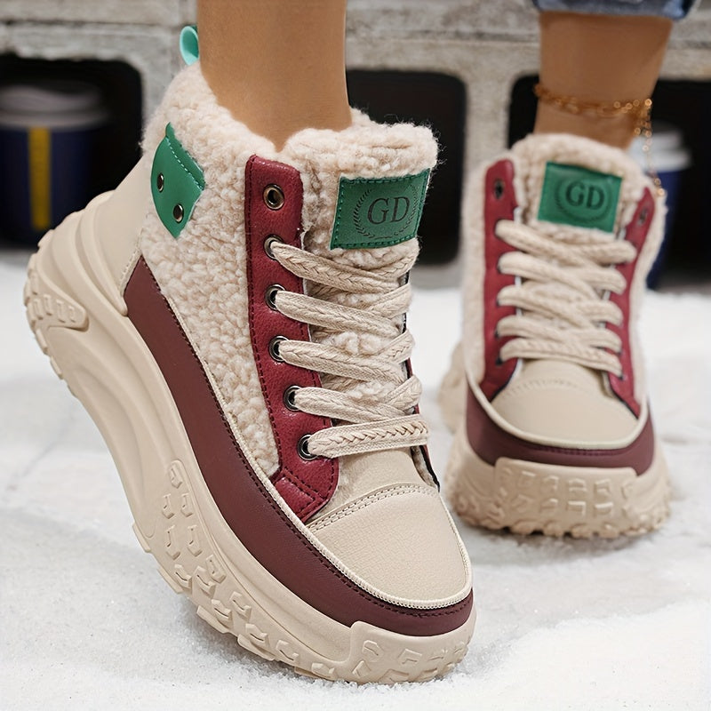Women’s Plush Lined Snow Boots – Non-Slip Winter Shoes with PVC Sole