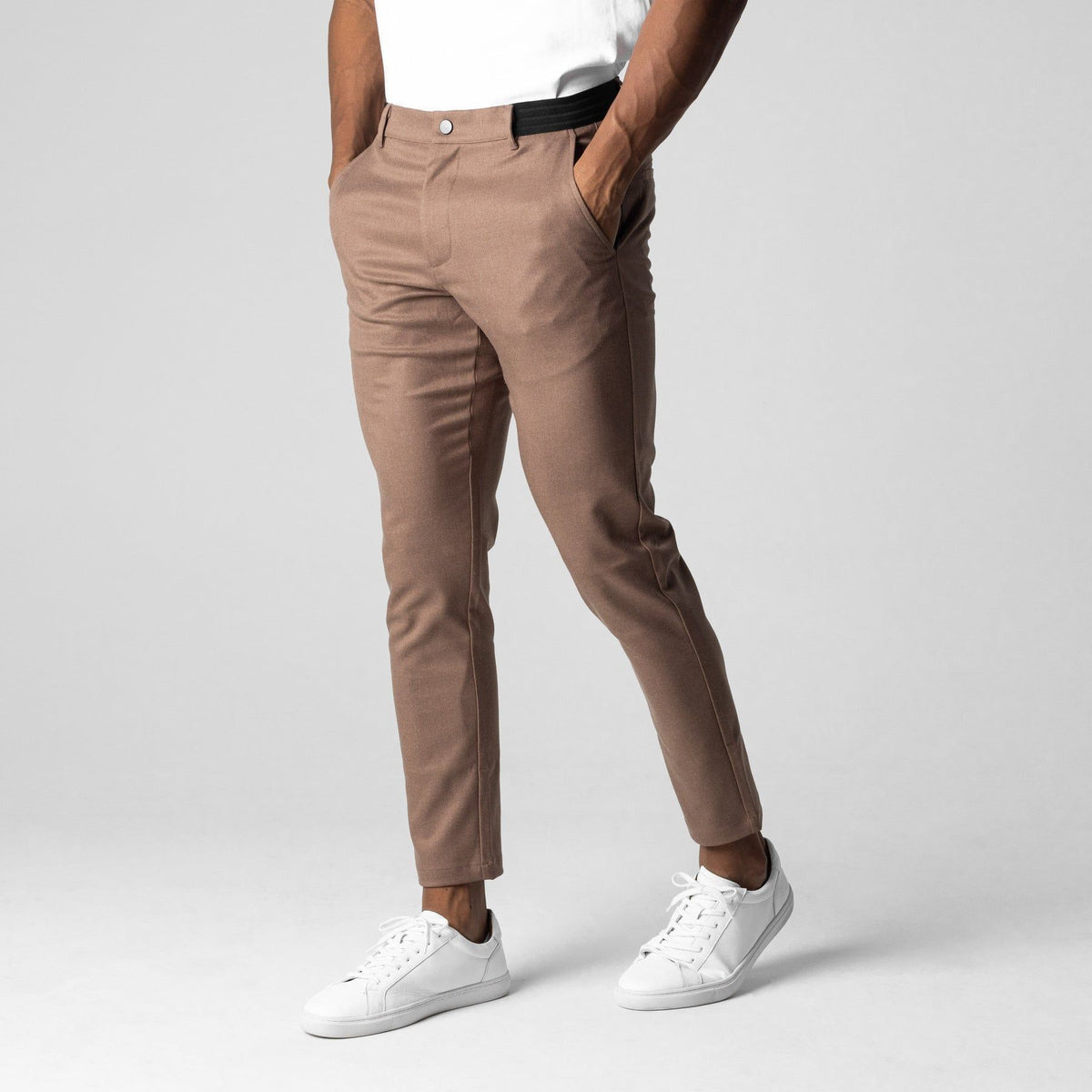 Pantalon de costume ajusté Loom & Soul™ pour homme – Pantalon uni élégant avec taille élastique et poches
