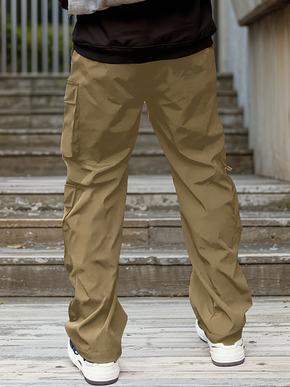 Pantalon Cargo Vert Homme – Coupe Droite Ample Taille Élastique