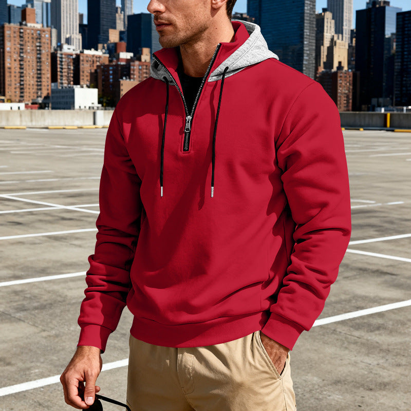Haut à capuche pour homme avec col montant – Sweat décontracté de luxe pour les trajets quotidiens