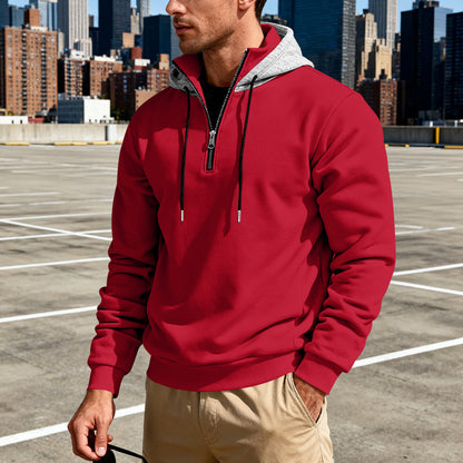 Haut à capuche pour homme avec col montant – Sweat décontracté de luxe pour les trajets quotidiens