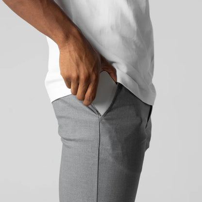 Pantalon de costume ajusté Loom & Soul™ pour homme – Pantalon uni élégant avec taille élastique et poches