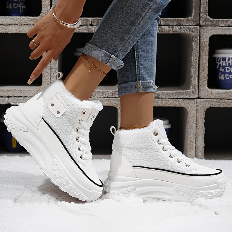Women’s Plush Lined Snow Boots – Non-Slip Winter Shoes with PVC Sole