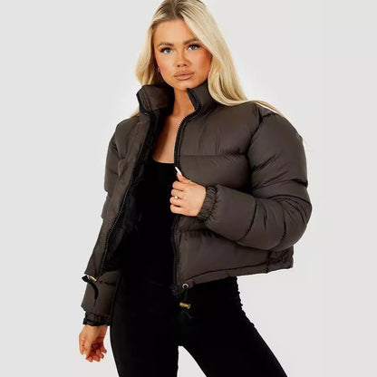 Loom & Soul™ Women’s Down Jacket – Bohemian Short Puffer Coat with Silk-Cotton Fill and Retro Flair