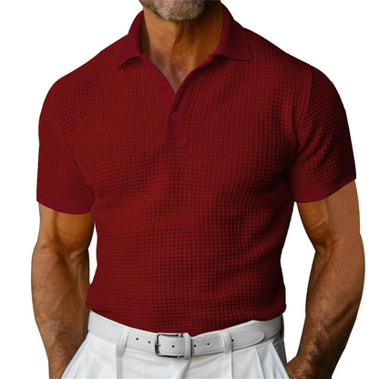 Loom & Soul™ Polo gaufré homme – Haut d'été à revers, coupe ajustée, manches courtes
