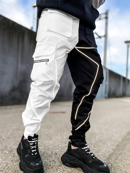 Pantalones cargo reflectantes para hombre – Pantalones deportivos holgados multibolsillos