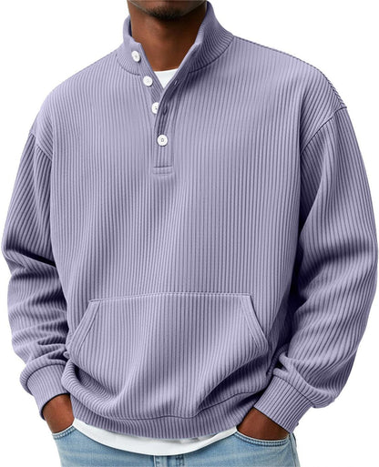 Men’s Solid Color Turtleneck Sweatshirt – Long Sleeve Casual Polo