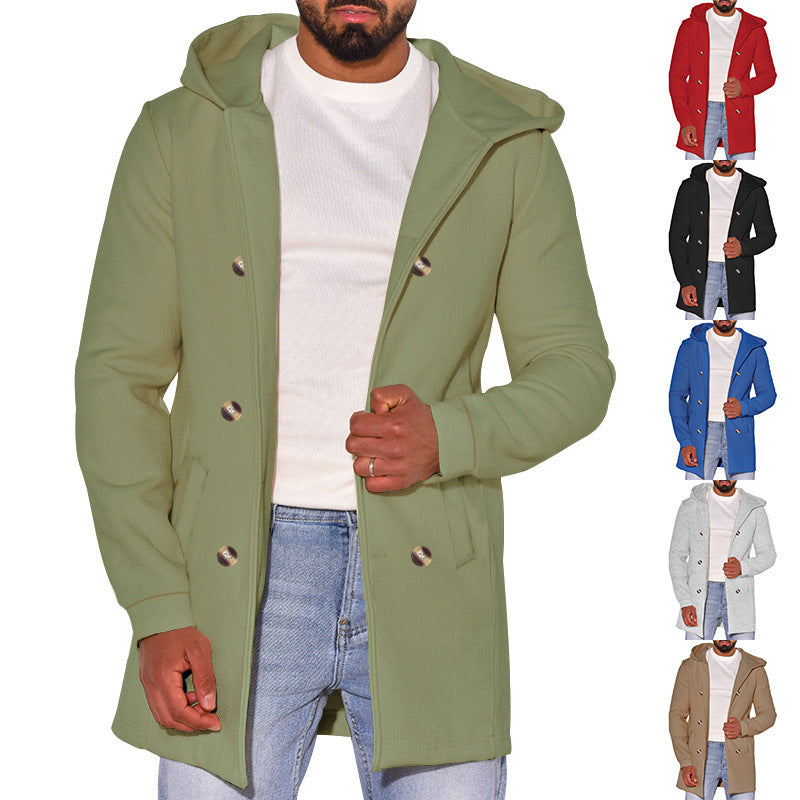 Trench-coat en laine slim pour homme avec capuche – Un style polyvalent pour toutes les saisons