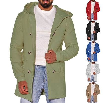 Trench-coat en laine slim pour homme avec capuche – Un style polyvalent pour toutes les saisons