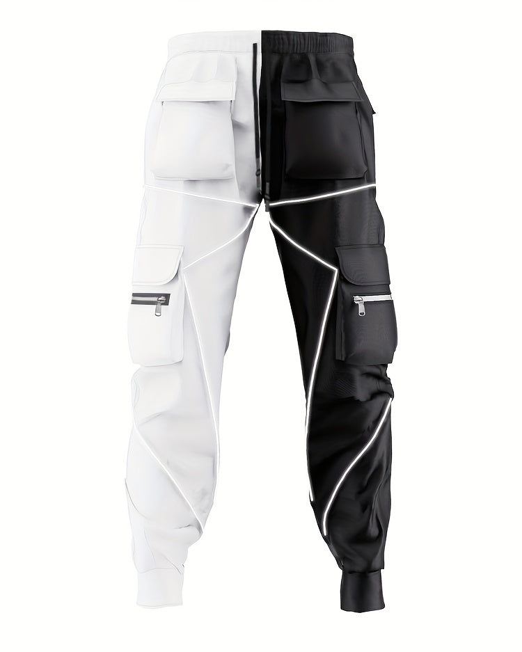 Pantalones cargo reflectantes para hombre – Pantalones deportivos holgados multibolsillos
