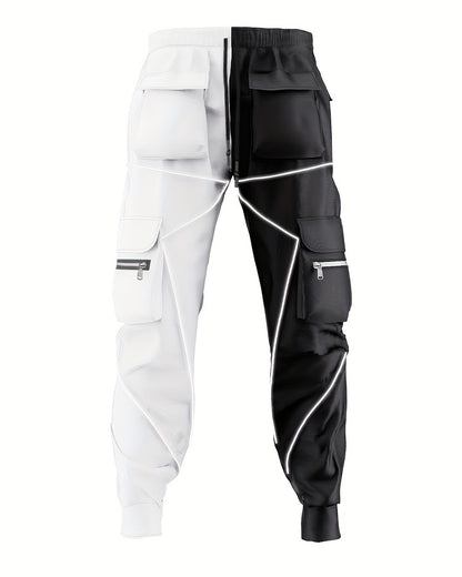 Pantalones cargo reflectantes para hombre – Pantalones deportivos holgados multibolsillos