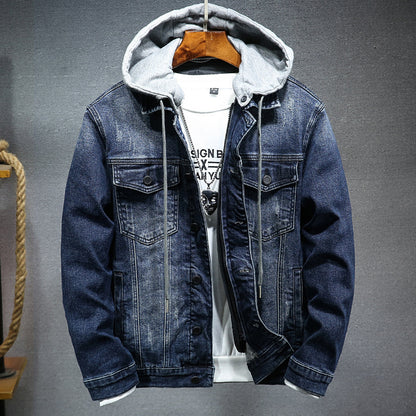 Veste en jean épaisse Loom & Soul pour homme – Blouson d'hiver slim à capuche en coton
