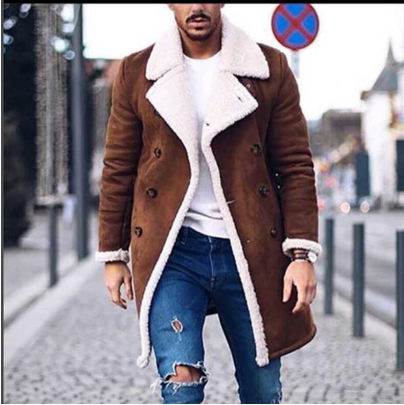 Loom & Soul™ Men’s Winter Trench Coat – Classic Solid Color Long Sleeve Overcoat for Timeless Style