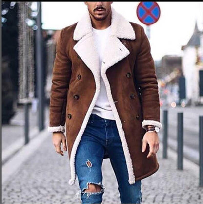 Loom & Soul™ Men’s Winter Trench Coat – Classic Solid Color Long Sleeve Overcoat for Timeless Style