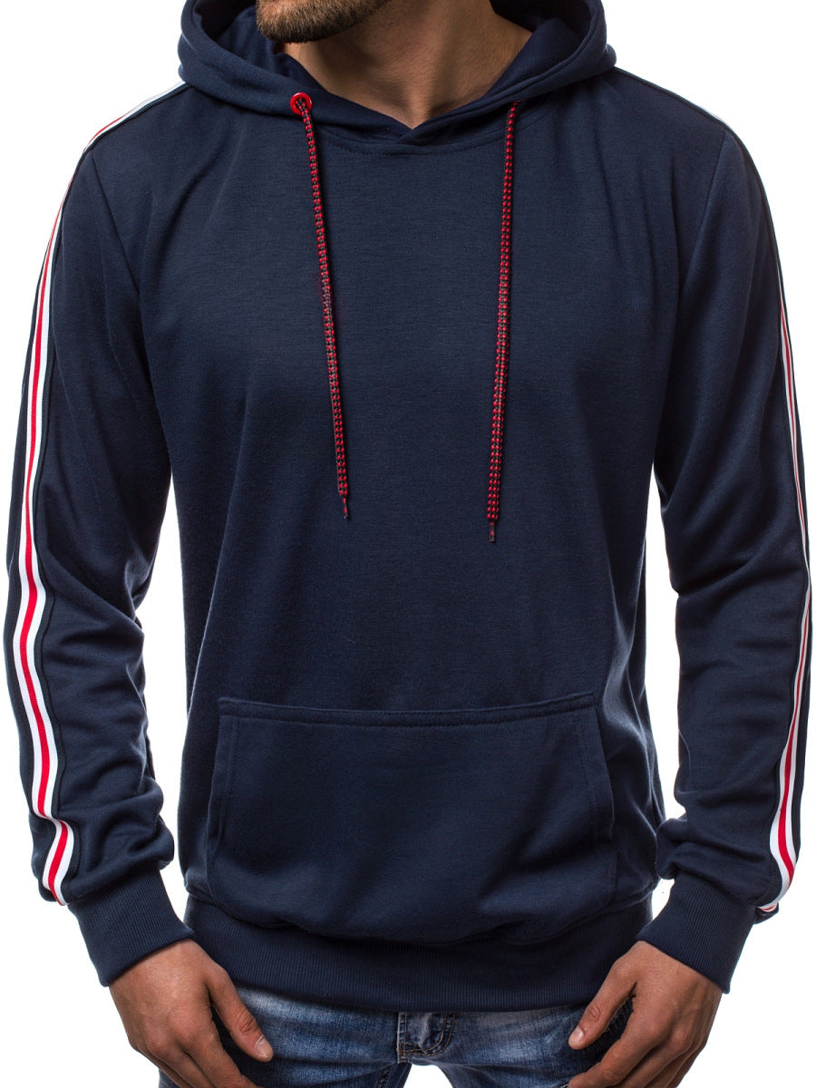 Men’s Fashion Line Splicing Hoodie – Casual Streetwear Jumper