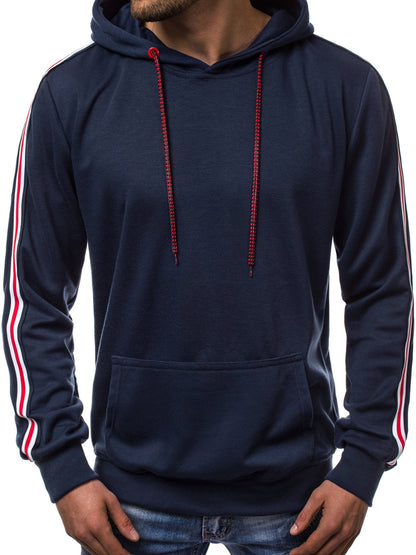 Men’s Fashion Line Splicing Hoodie – Casual Streetwear Jumper