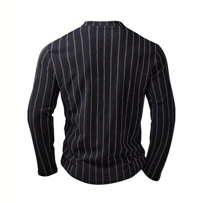 Men’s Striped Crew Neck Long Sleeve – Slim Fit Casual Pullover