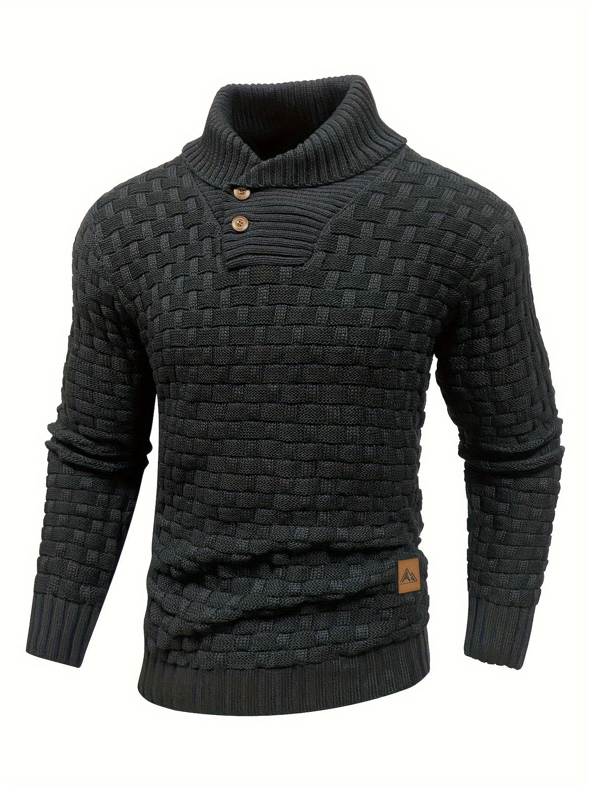 Pull en tricot gaufré pour homme – Grande élasticité avec col à revers