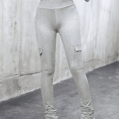 Pantalon cargo évasé – Pantalon femme moulant ultra-extensible avec poches