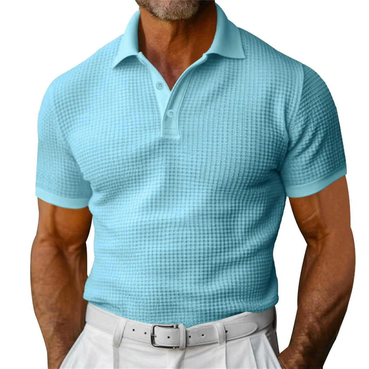 Loom & Soul™ Polo gaufré homme – Haut d'été à revers, coupe ajustée, manches courtes