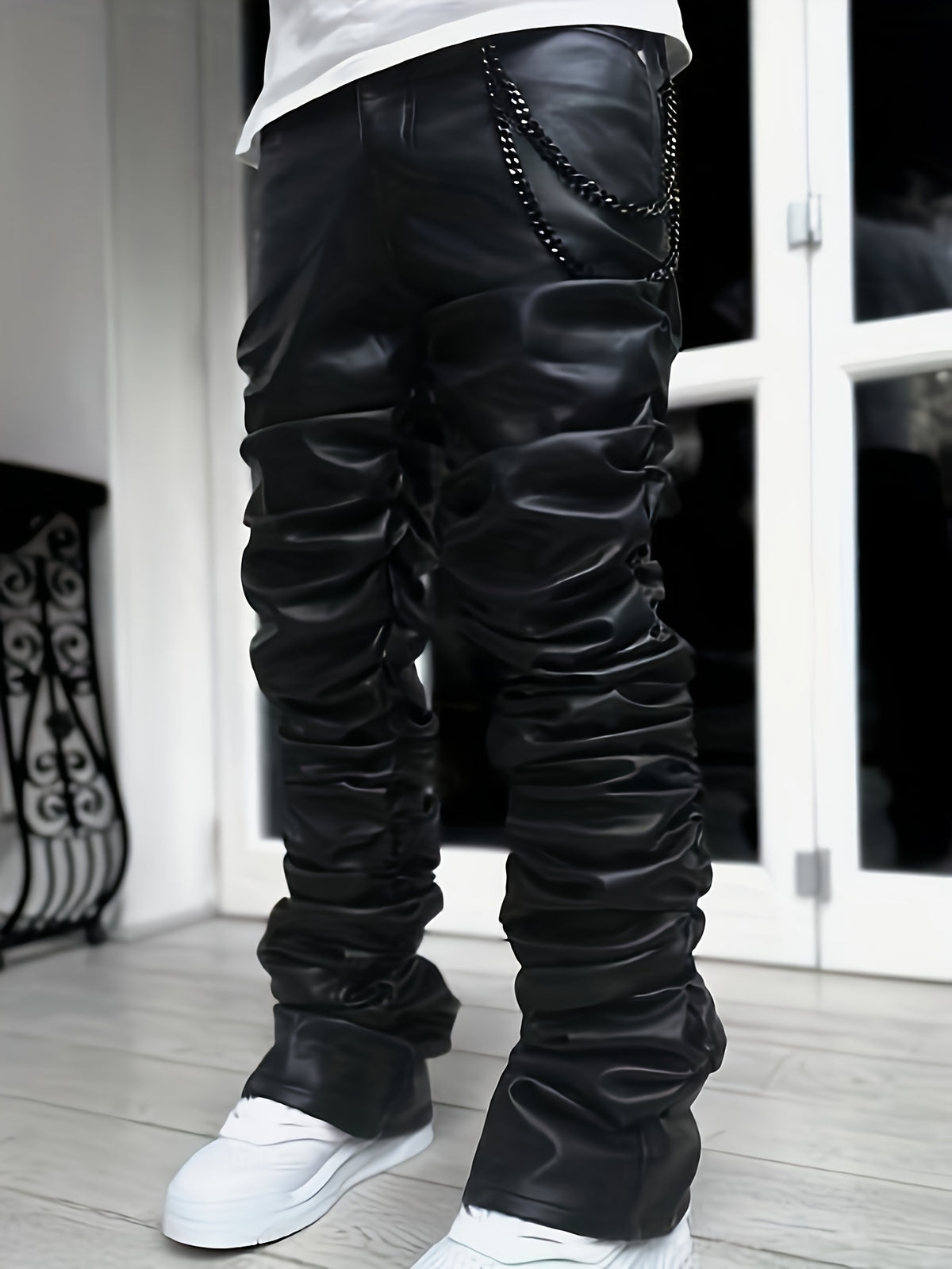 Men’s Casual Long Pants – Loose-Fit Straight-Leg Polyester Trousers