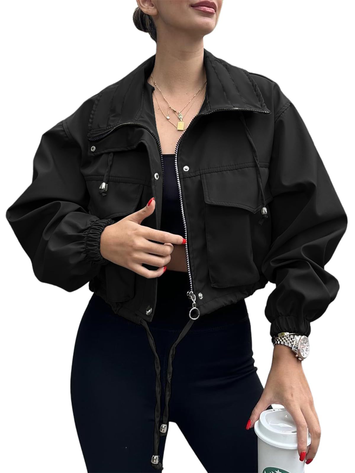 Trench court zippé pour femme – Style urbain uni