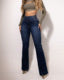 Loom & Soul™ Jean taille haute à boutons – Jean slim élégant à fronces pour femme