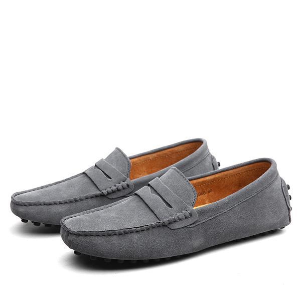 Loom & Soul Men’s Casual Leather Shoes – Genuine Cowhide Upper, Pigskin Lining, Anti-Skid Rubber Sole, Round Toe Slip-On Comfort