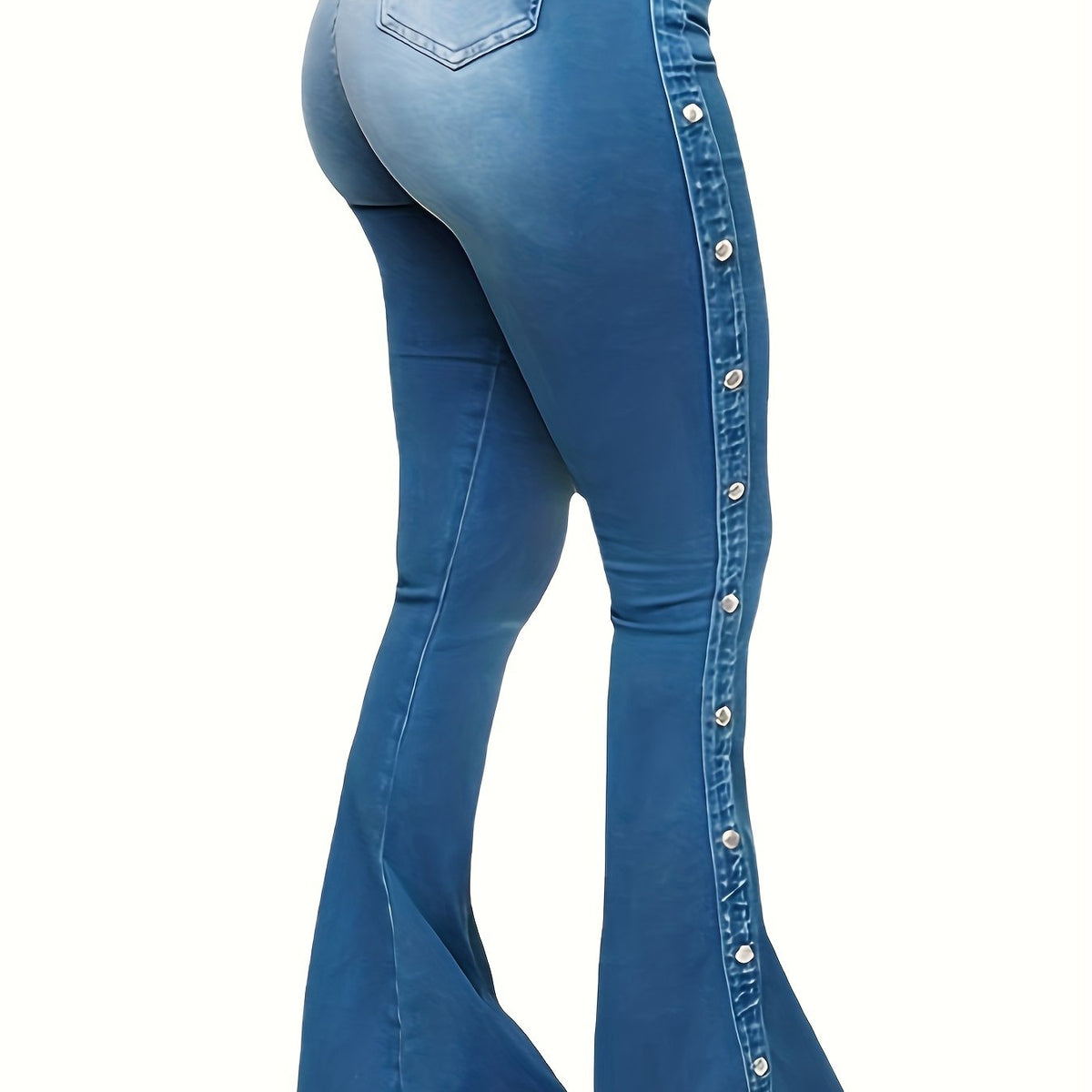 Jeans évasés taille haute pour femme – Denim élégant à jambes larges et extensibles