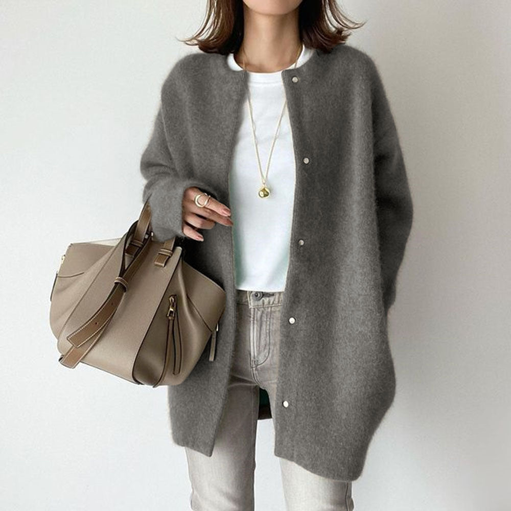 Loom & Soul™ Women’s Knitted Cardigan – Solid Color Slim Fit Single-Breasted Jacket