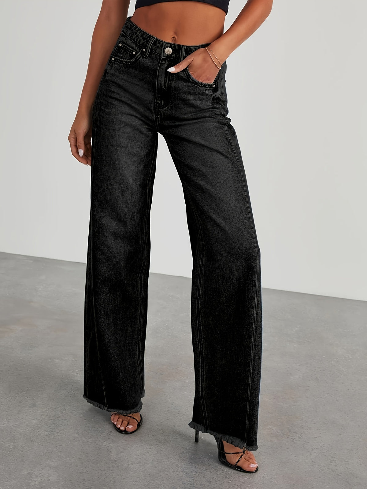 Jean taille haute ample pour femme – Denim décontracté extensible