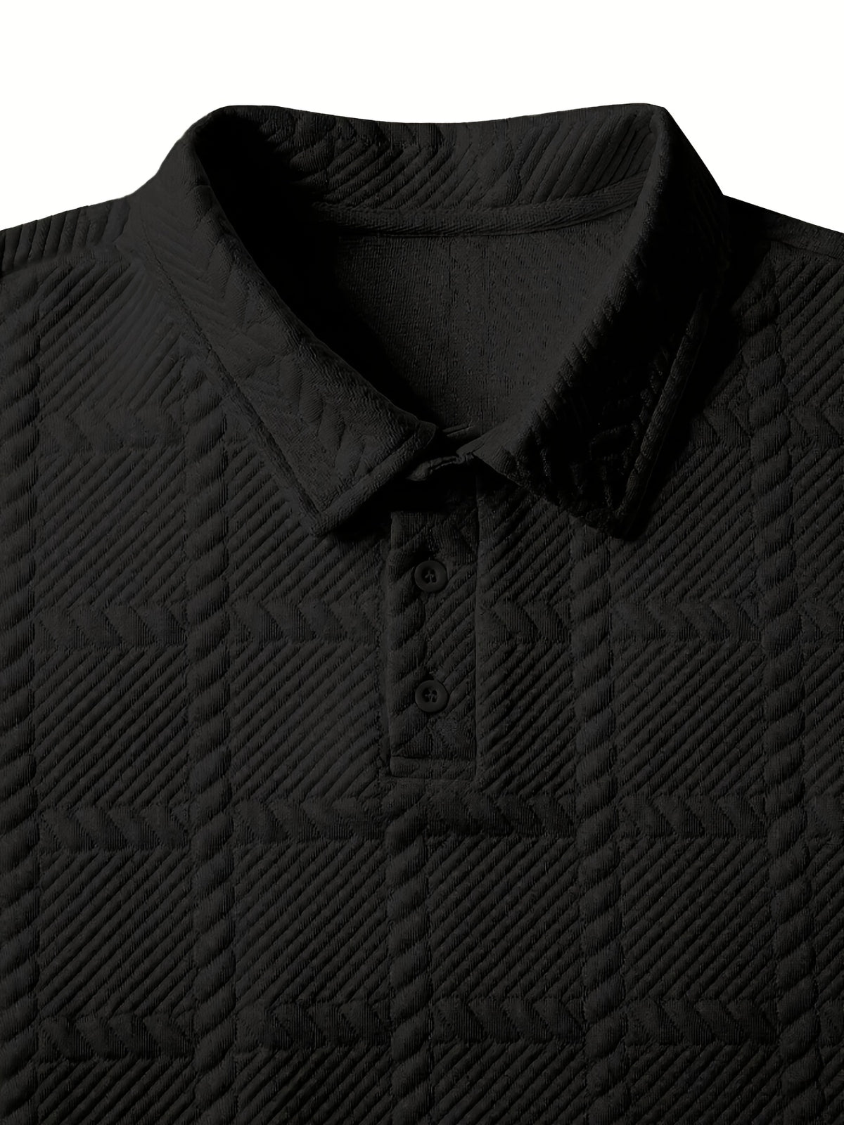 Polo de punto para hombre – Top de manga corta con jacquard geométrico