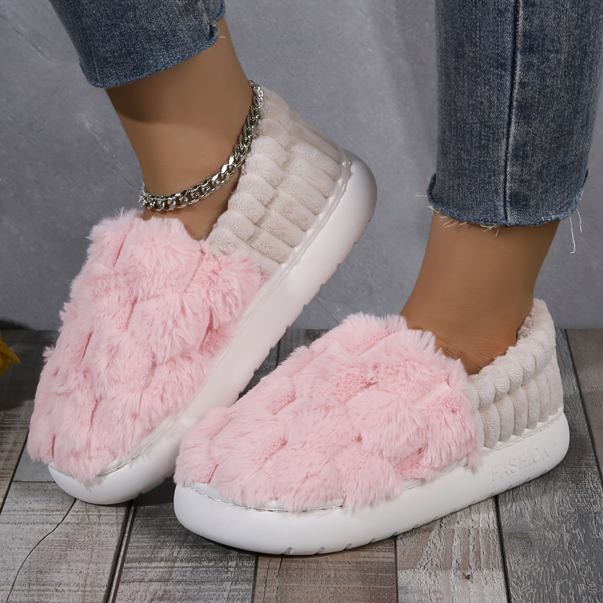 Pantoufles doublées de luxe pour femme – Confort intérieur et extérieur facile à enfiler