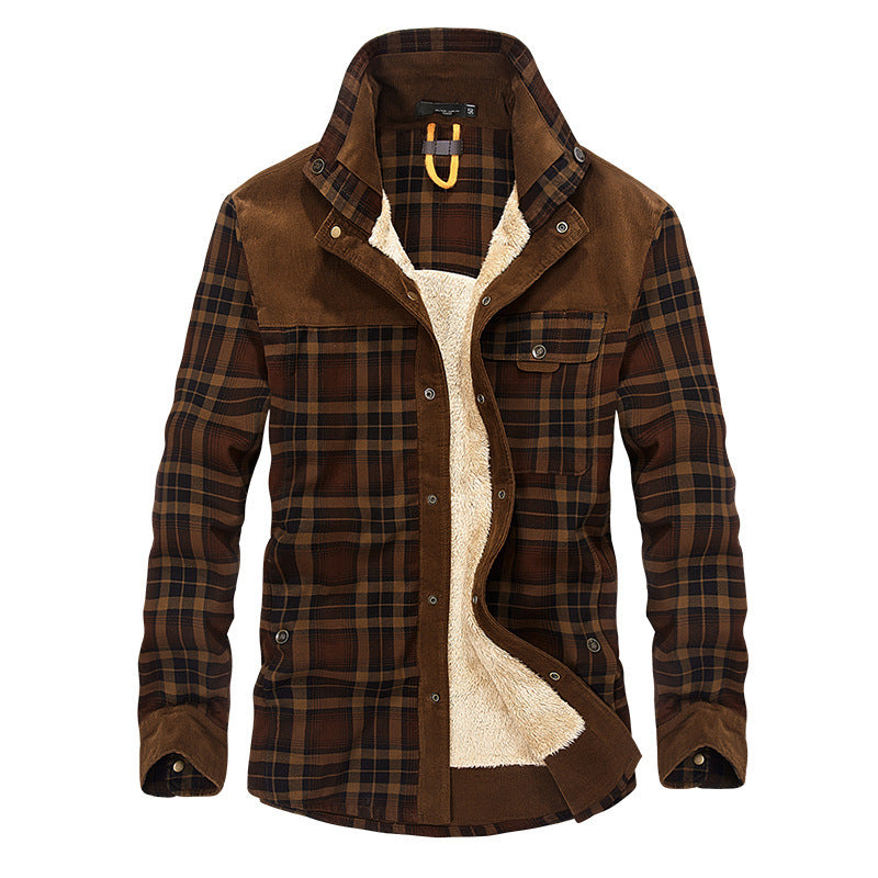 Veste à carreaux d'hiver Loom & Soul™ pour homme – Manteau militaire épais en coton doublé de polaire pour la chaleur et un style classique