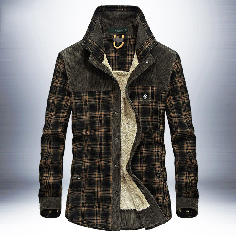 Veste à carreaux d'hiver Loom & Soul™ pour homme – Manteau militaire épais en coton doublé de polaire pour la chaleur et un style classique